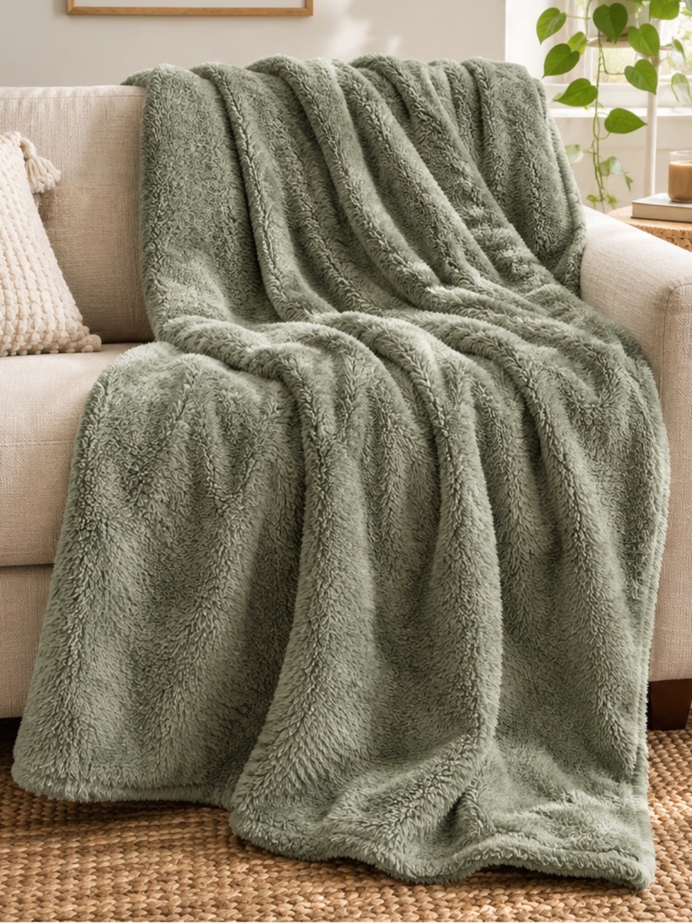 Max Studio Home | Soft Olive Green Throw Blanket